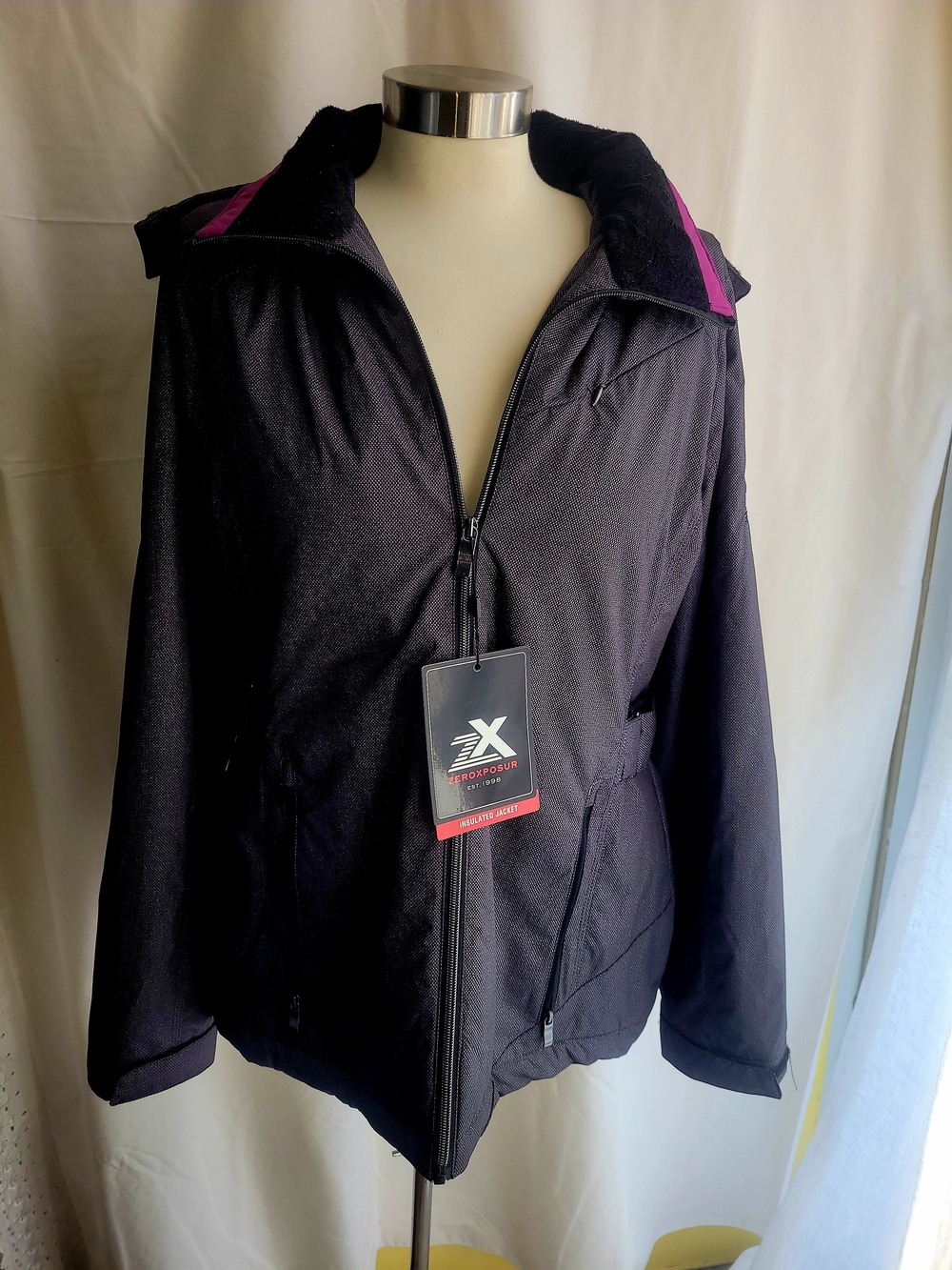 ZeroXposur Black Raincoat with Pink Trim Womens Size M